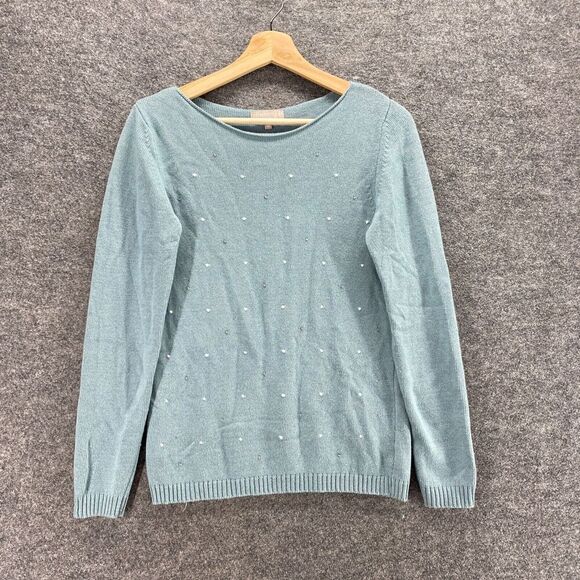 Benedetta B. Sweater Pullover Women M Medium Blue Knit Wool Embroidered Casual - Picture 1 of 9